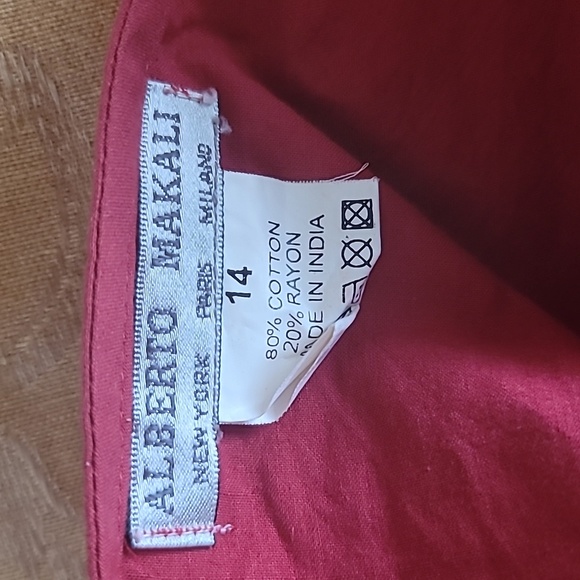 ALBERTO MAKALI Tiered Ethnic Mixed Pattern Fabric lace eyelet Midi Skirt SZ 14 - Picture 5 of 8